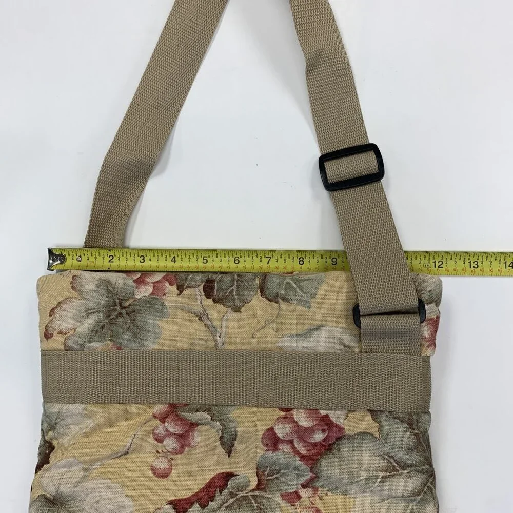 Cool Tote Adjustable Insulated Floral‎ Bag Beige & Red Fabric Made In USA